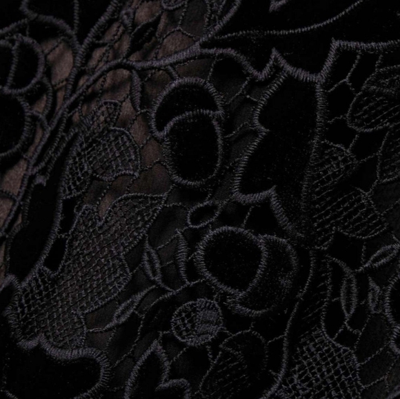 ^$5,890 NEW OSCAR DE LA RENTA BLACK VELVET GUIPURE MIDI DRESS US 4 - Picture 11 of 16